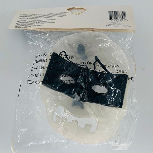 Light Up Kids Face Mask Children Halloween White Black Skull Front Battery - Picture 3 of 4